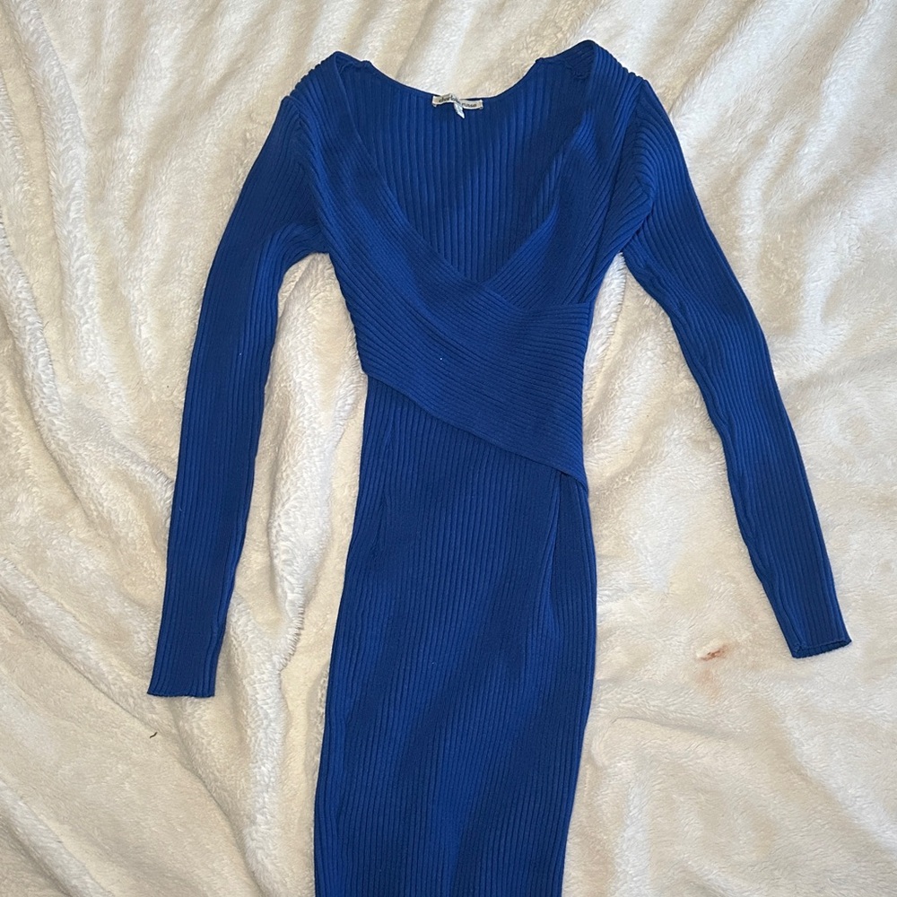 Charlotte Russe Elegant Blue Long Sleeve Dress